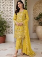 Embroidered Purple 3-Piece Lawn Suit with Trouser & Dupatta Ready-to-Wear - Image 2